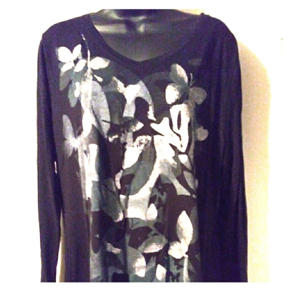 Just My Size Tops - Just My Size Black-Gray 16 W/1X  Tee